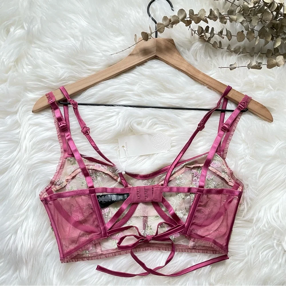 For Love & Lemons Camila Longline Bra Burgundy Medium NWT